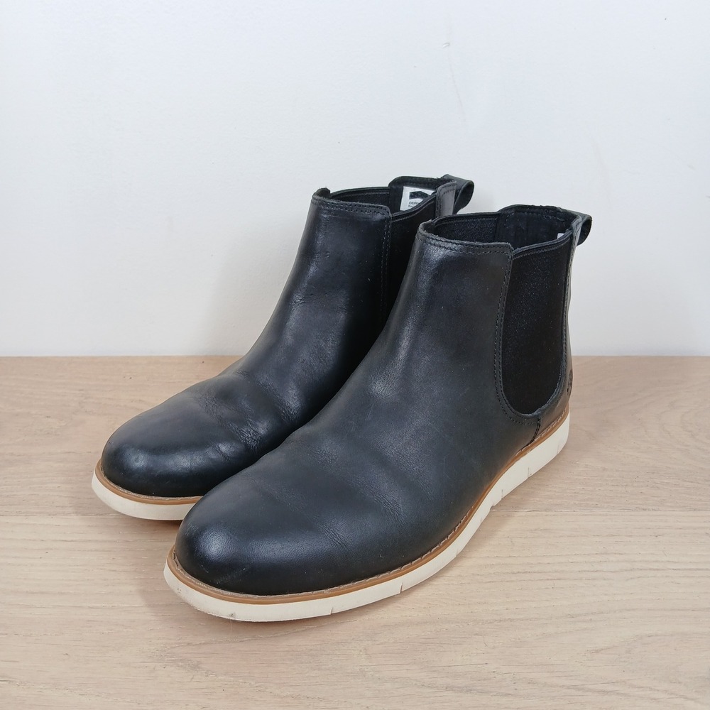 Timberland Chelsea Boot Women 8.5 Black Leather SensorFlex Comfort Pull On